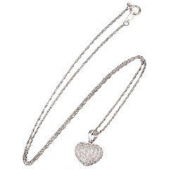 18K 1.00 CTW Pavé Diamond Heart Pendant on 14K Chain Necklace