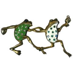 Art Deco Frolicking Frogs Brooch