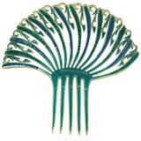 Art Deco French Comb with Green and Blue Pastes