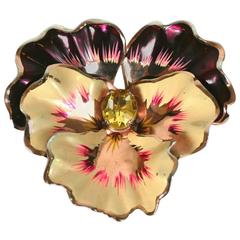 Coro Sterling Enamel Pansy Brooch 3