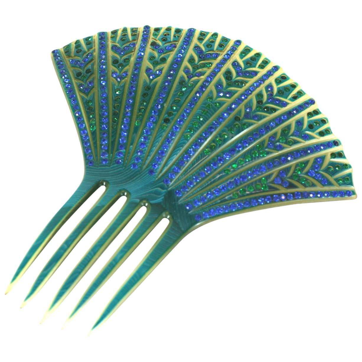 Elaborate French Art Deco Paste Comb For Sale