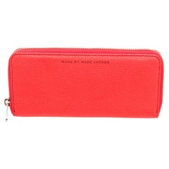Marc By Marc Jacobs red leather zippy wallet with Silver-tone hardware, red