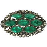 Faux Emerald Art Deco Paste Brooch