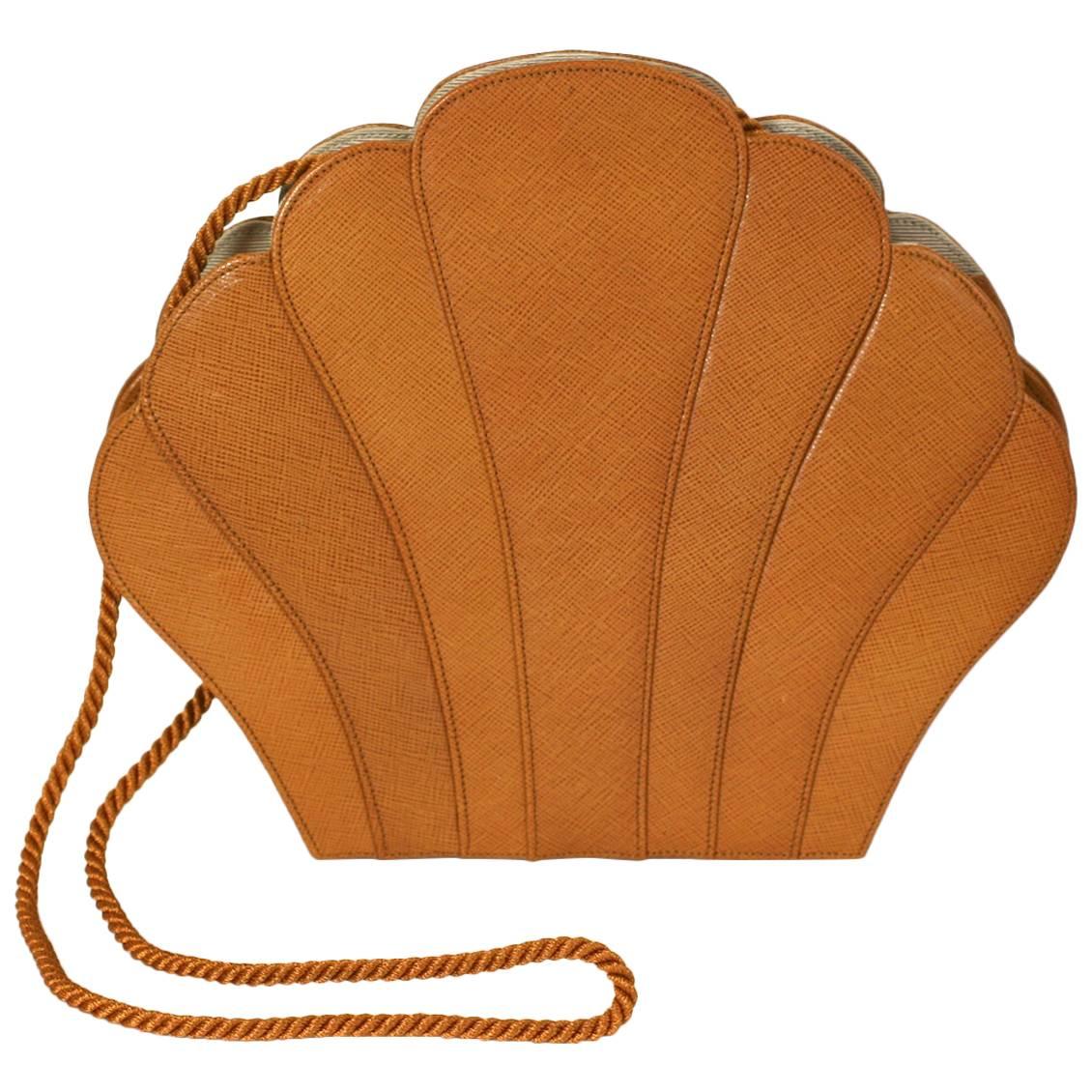 Renaud Pelligrino Leather "Clam" Clutch For Sale