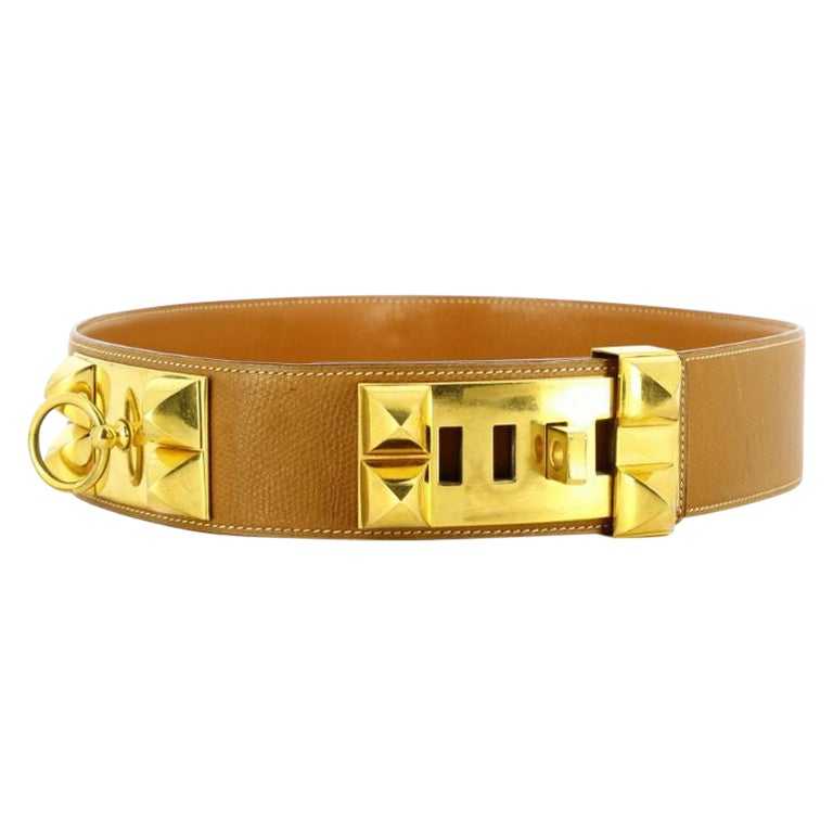 Hermes Cdc Medor Gold Leather Belt For Sale at 1stDibs
