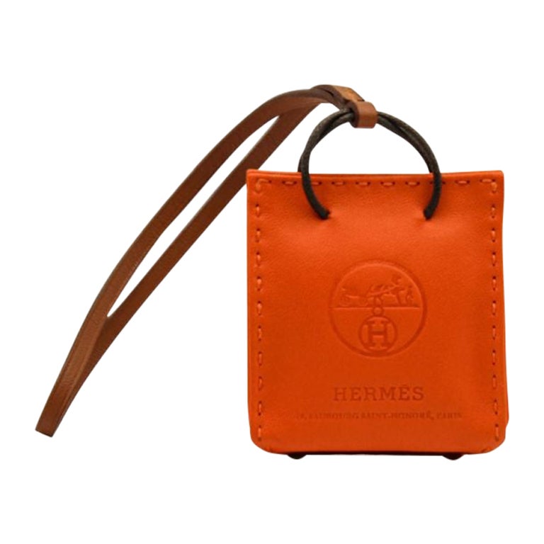 Hermes Shopping Bag Charm in Goath Leather For Sale at 1stDibs