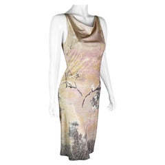 Retro Roberto Cavali Spring 1998 Sakura Print Wet Look Dress