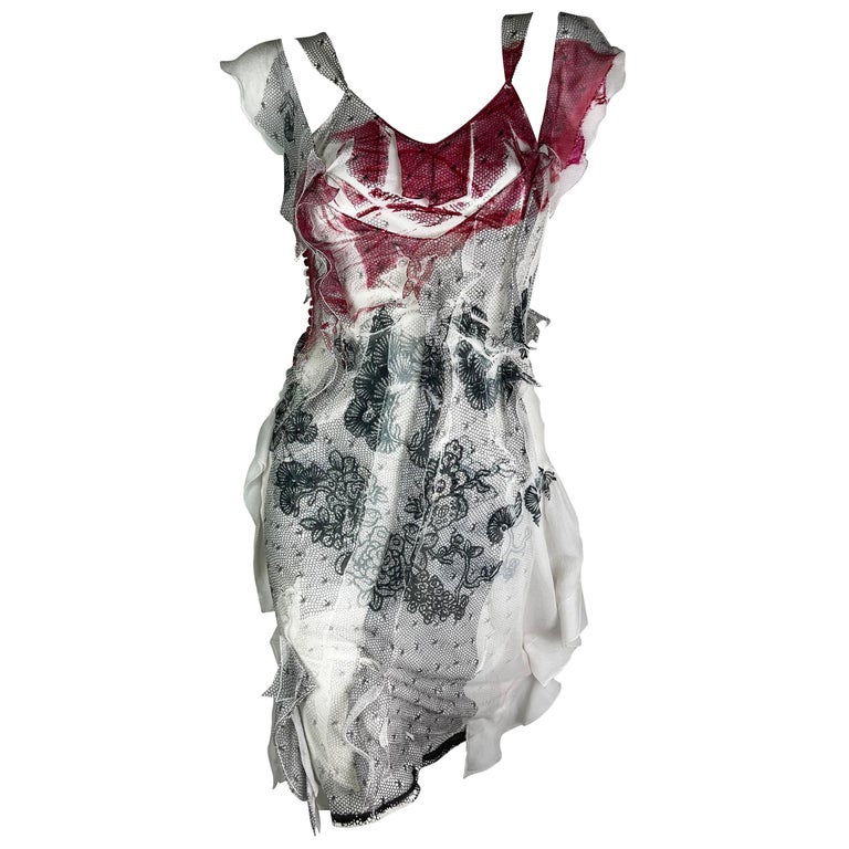 Worn in Sex and The City 2, Iconic John Galliano Christian Dior Newsprint  Dress For Sale at 1stDibs