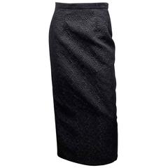 Comme De Garcons Long pencil  black embroidered / quilted skirt 