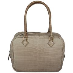 Hermes Beige Crocodile 20cm Plume Handbag - GHW - 2003