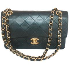 Vintage Chanel Black Small Lambskin Double Flap Classic Handbag-GHW-Circa 88
