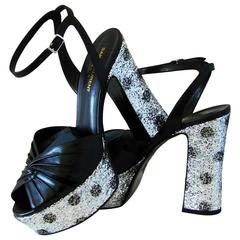 Saint Laurent Candy Platform Glitter Sandals New + Box Hedi Slimane YSL Sz 39