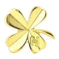 Chanel Gold Clover Brooch