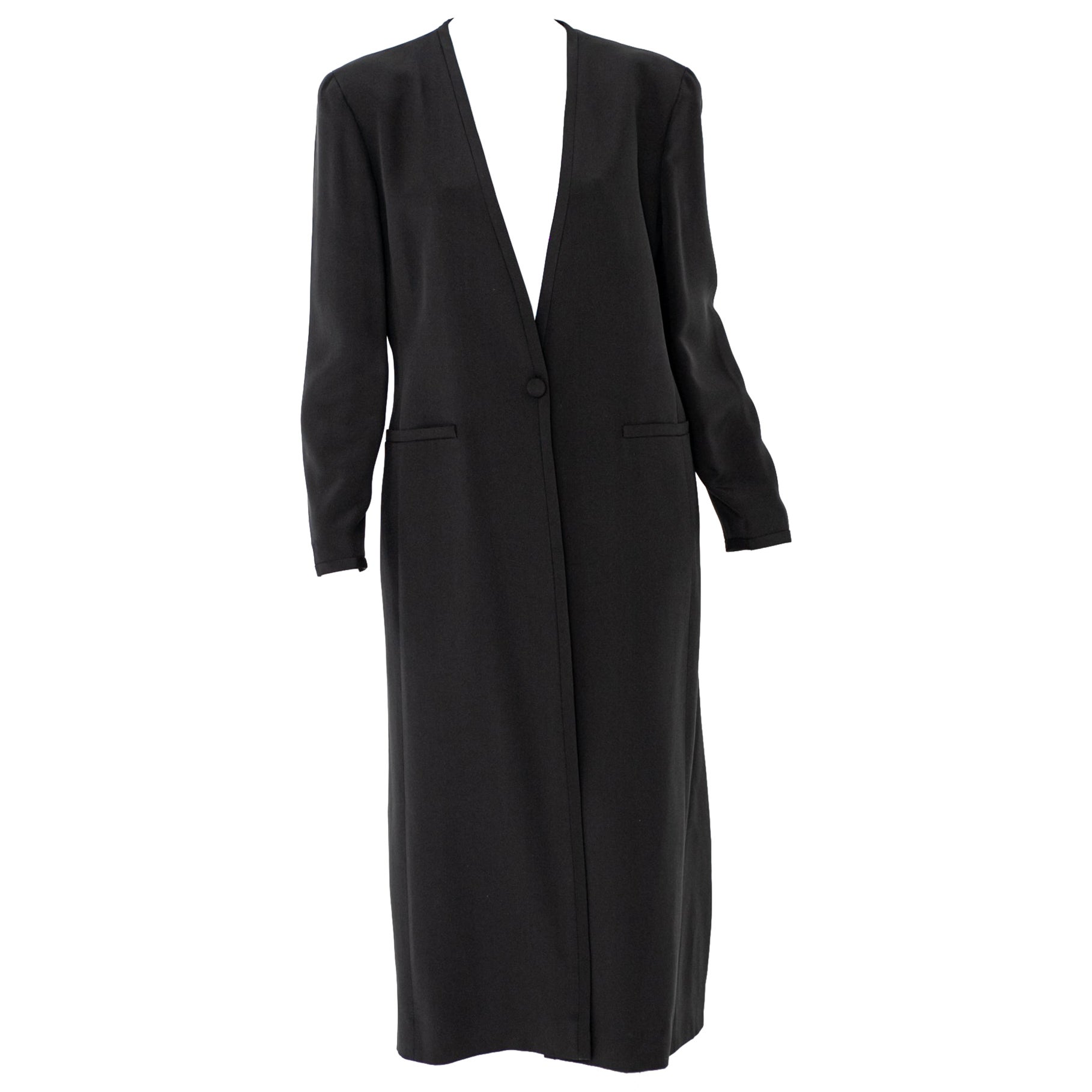 Giorgio Armani Fashion Long Coat in Black Silk