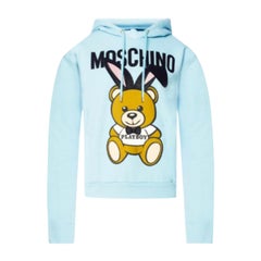 Moschino Couture Jeremy Scott Teddy Bear Playboy Blue Sweatshirt Hoodie 3D Pompo