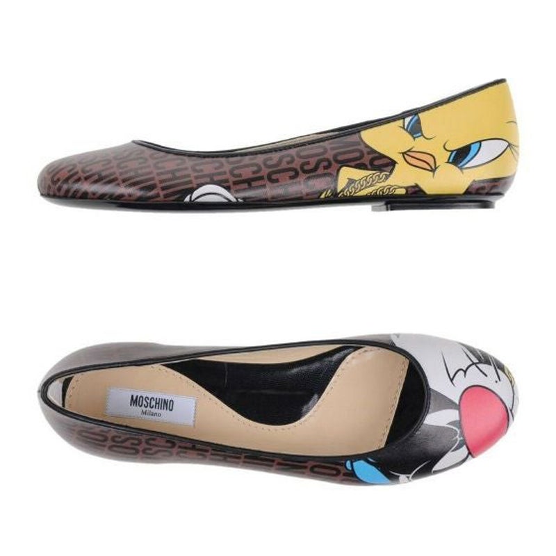 AW15 Moschino Couture Jeremy Scott Looney Tunes Tweety Flat Ballet Shoes For Sale