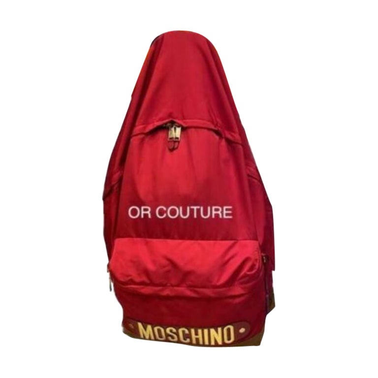 AW20 Moschino Couture Jeremy Scott Oversized Giant Red Backpack W/ Gold Logo