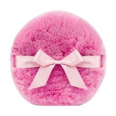 AW20 Moschino Couture Jeremy Scott Giant Pink Faux Fur Powder Puff Bag with Bow