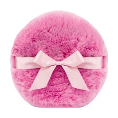 AW20 Moschino Couture Jeremy Scott Riesige rosa Kunstpelz-Puder-Pufftasche mit Schleife