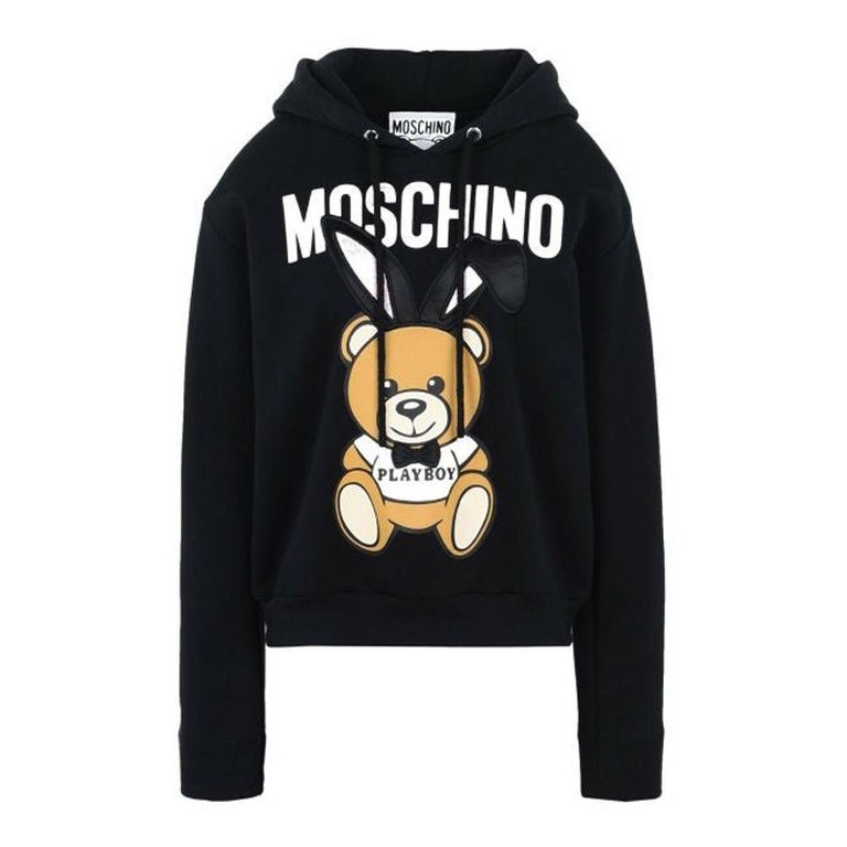 Authentic Moschino Couture Teddy Bear Hoodie Leather Biker White Size US  Medium