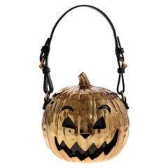 SS20 Moschino Couture Jeremy Scott Gold Pumpkin Laminated Bag Halloween Trick