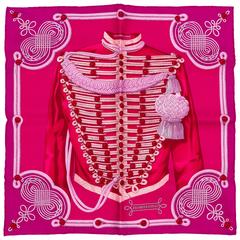 Hermès PInk Brandebourg Silk Pouchette Scarf 3