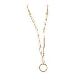 Chanel Loupe Necklace in Gold Tone Metal 
