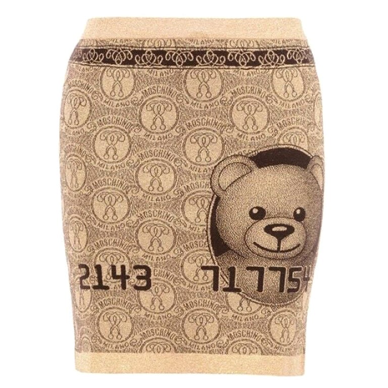 Moschino Couture Jeremy Scott Teddy Bear Gold Credit Card Skirt Ready to Bear