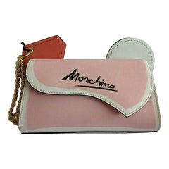 SS20 Moschino Couture Jeremy Scott Pink Leather Logo Hand Bag Picasso Collection