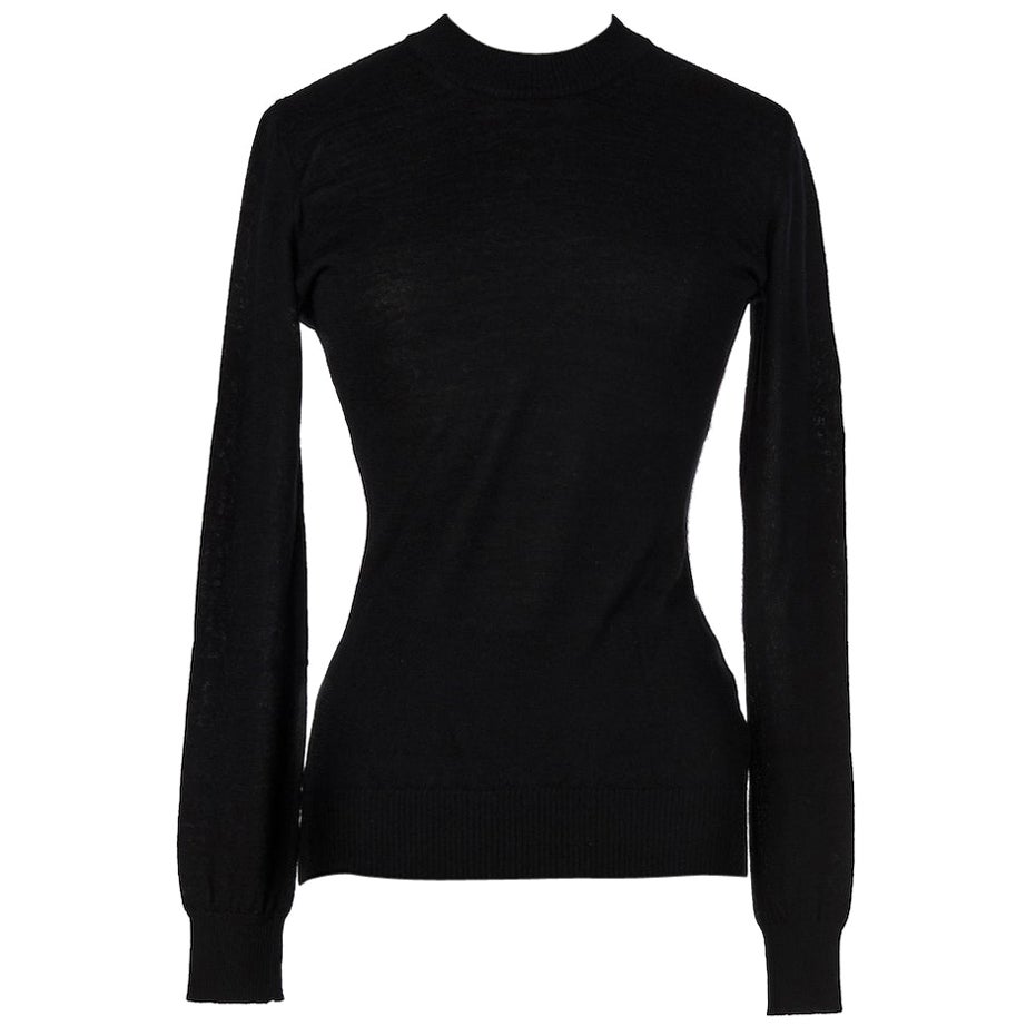 Early 1990s Azzedine ALAÏA Black Pure Cashmere Mock Neck Sweater Jumper For Sale