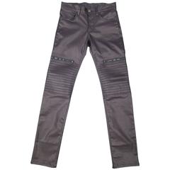 VERSACE COLLECTION Size 29 Charcoal Coated Cotton Moto Pants