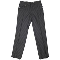 KRIS VAN ASSCHE Size 32 Navy Pinstripe Wool Elastic Cuff Dress Pants 6
