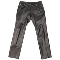 J. LINDEBERG Size 32 Black Leather Zip Moto Pants
