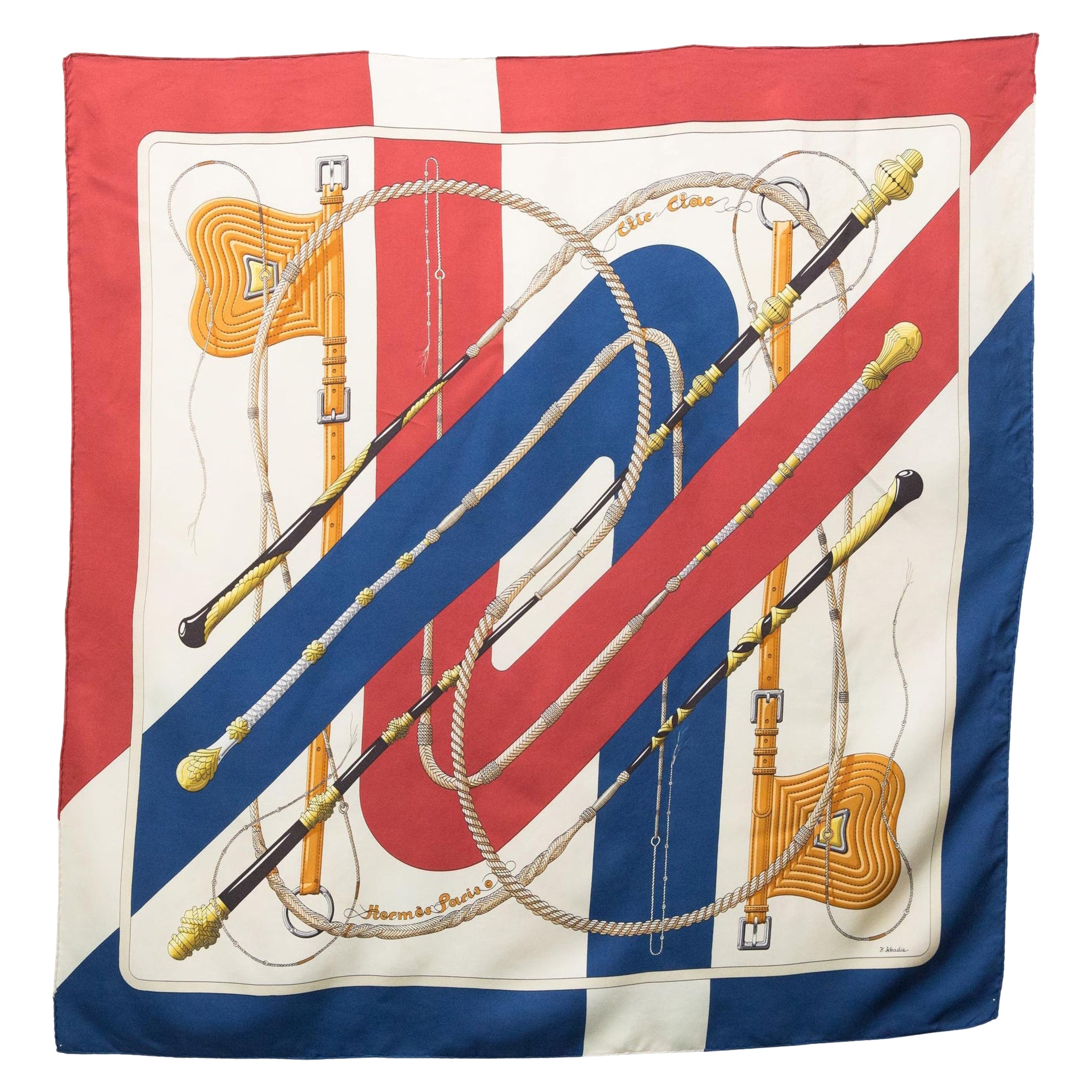 1979 Hermes Clic Clac by J Abadie Silk Scarf For Sale