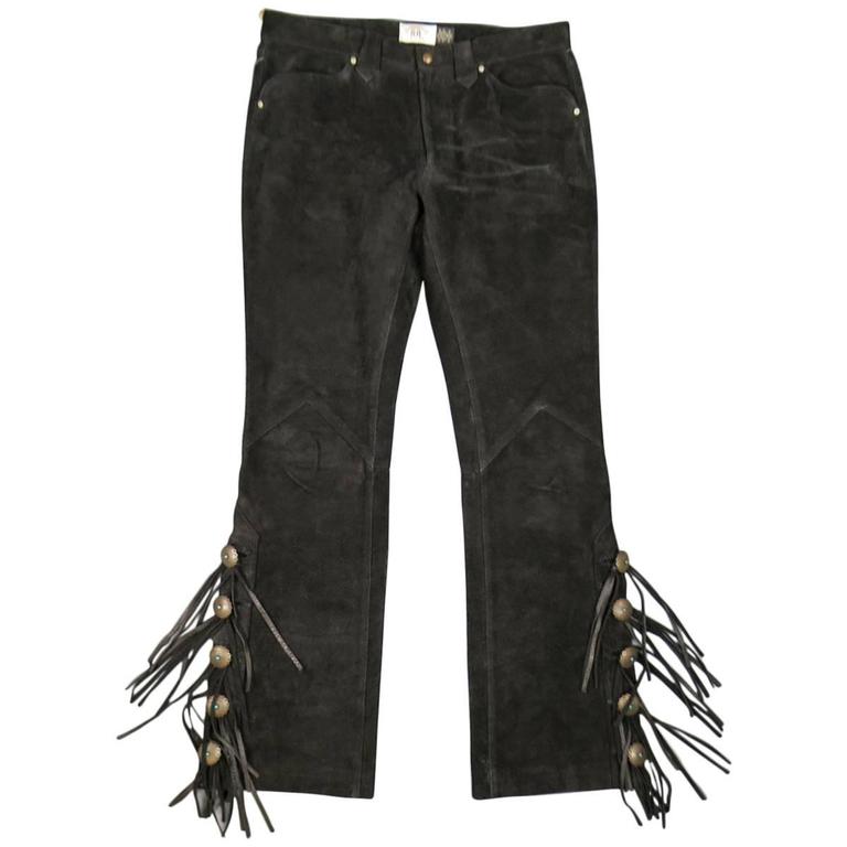RRL by RALPH LAUREN Size 35 Black Suede Western Fringe RRL by RALPH LAUREN Size 35 Black Suede Western Fringe