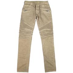 Used BALMAIN Size 32 Taupe Denim Ribbed Moto Jeans