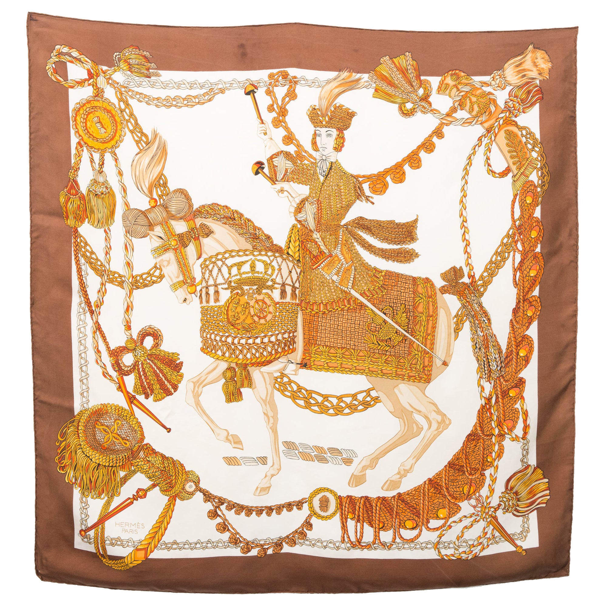 Hermes Le Timbalier by F Heron Silk Scarf