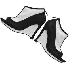 Fendi Black And White Platform Wedges. 4