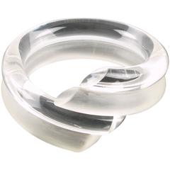 Vintage Judith Hendler crystal clear & frosted Lucite - Acrylic Coiled Bracelet 3
