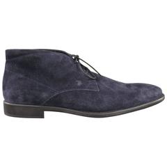 TOD'S Size 11 Navy Suede Lace Up Chukka Boots