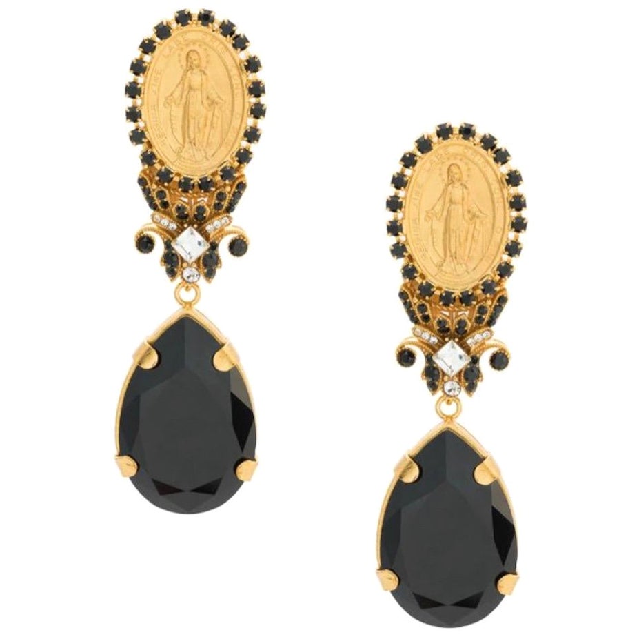 Dolce & Gabbana clip-on gold with black crystals earrings