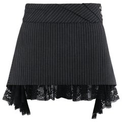 ALEXANDER McQUEEN S/S 1999 "No.13" Lace Pinstripe Pleat Waistband Mini Skirt
