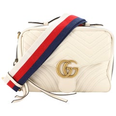 Gucci GG Marmont Zip Around Camera Bag Matelasse Leather Small