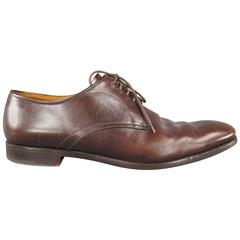 PRADA Size 11.5 Brown Leather Lace Up Dress Shoes