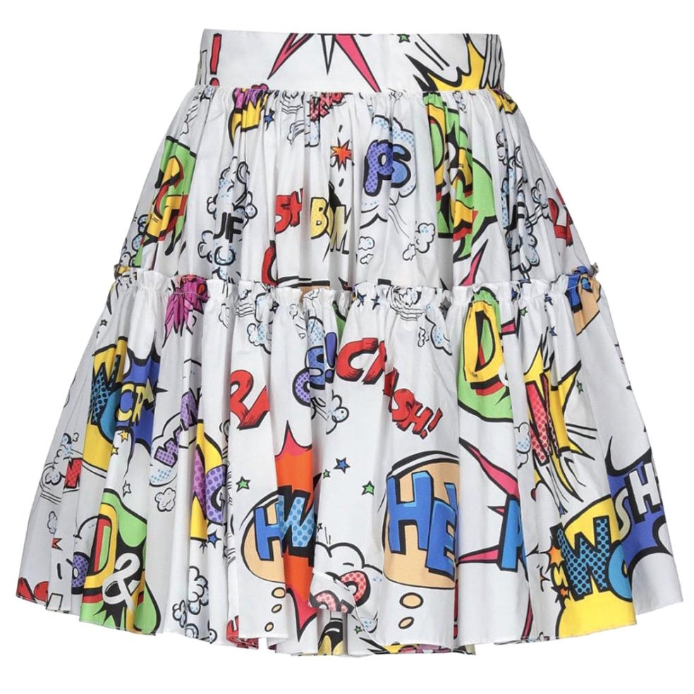 Dolce & Gabbana Cartoon printed
Cotton Poplin mid length skirt