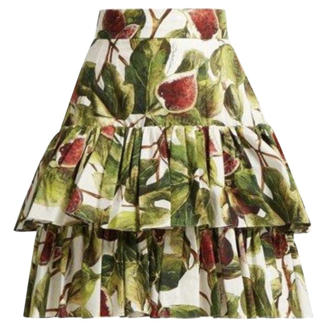 Dolce & Gabbana cotton multicolour fig printed Sicilian skirt  For Sale