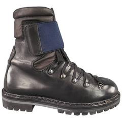 LANVIN Größe 8 Schwarz Leder Navy Strap Tall Mountain Stiefel