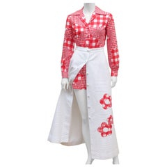 Red & White Gingham Romper & Maxi Skirt Set, 1960's