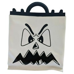 SS20 Moschino Couture Jeremy Scott Ghost Pumpkin Face White Leather Shopper Toc