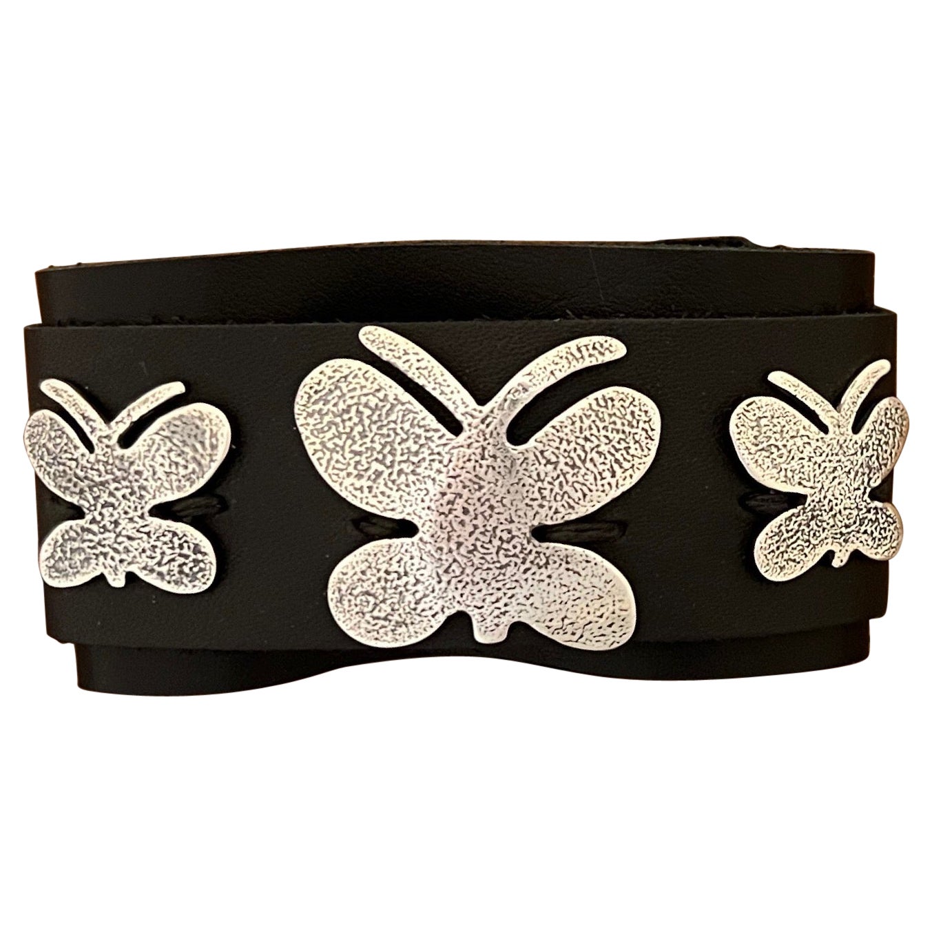 Adjustable Textured Butterfly leather cuff by Melanie Yazzie For Sale